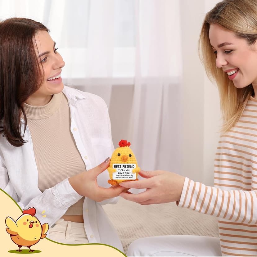 Best Friend Birthday Gifts for Women Friends Graduation Gift Bestie BFF Birthday Gifts I Love You Bestie BFF Friendship Gift Christmas Mothers Day Funny Handmade Crochet Animals Chicken