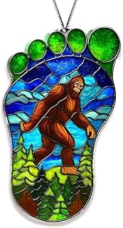 Bigfoot Suncatcher Ornament, Sasquatch Gifts for Friends, Camping Ornaments for Christmas Tree, Gifts for Bigfoot Lovers, Supernatural Funny Stocking Stuffers for Men Women (Suncatcher)