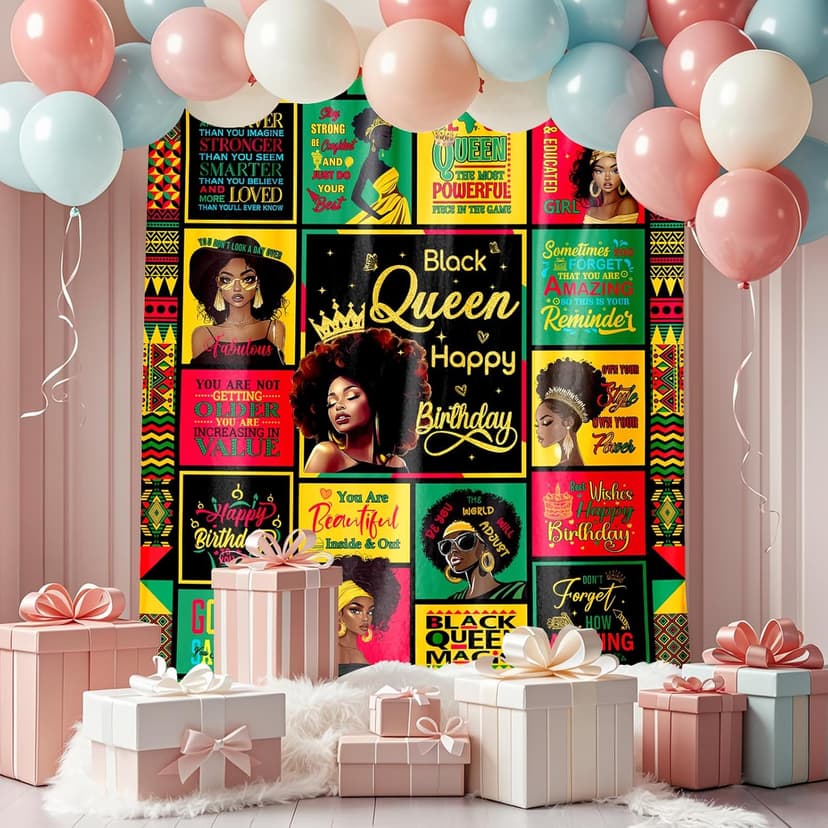 African American Birthday Gifts for Women, Birthday Black Lady Women Girl Positive Blanket 60"X50", Encouragement Inspirational Birthday Gifts, Afro Gifts Idea for Best Friend Healing Birthday Gifts