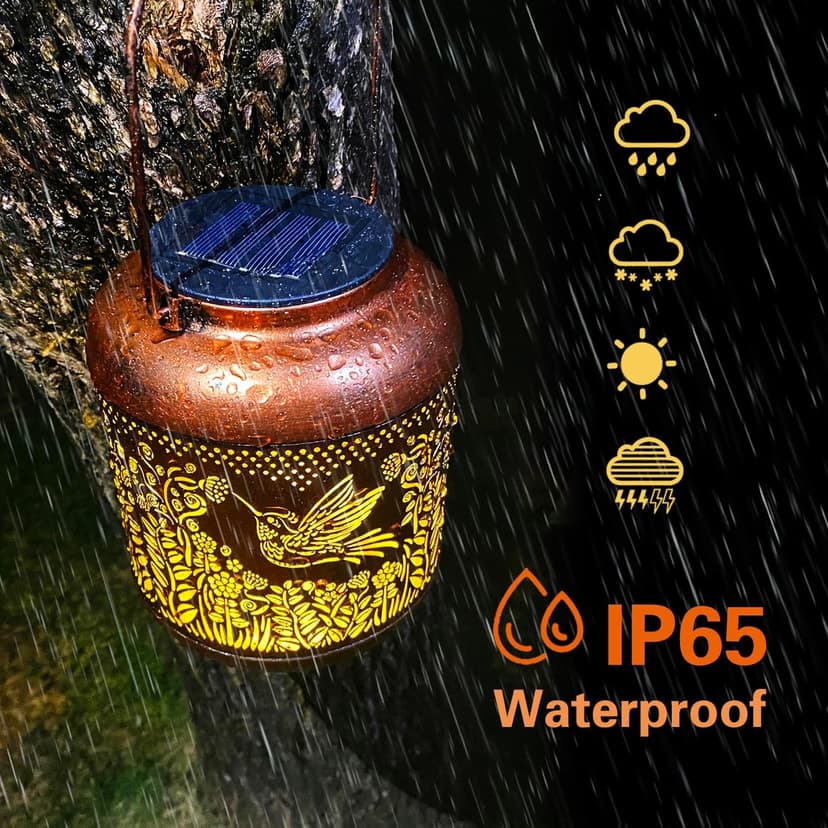Christmas Gifts for Women Hummingbird Solar Lanterns Outdoor Waterproof Hanging Solar Lights Hummingbird Gifts Metal Bird Decorative LED Lanterns for Yard, Patio, Lawn, Pathway, Garden Decor