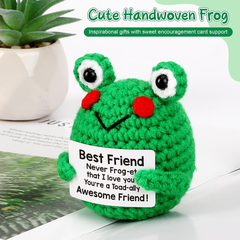 LEJIAJINW Friendship for Women Birthday Bestie BFF Sister, Birthday Gifts for Women Friends, Mini Cute Handmade Frog Positive Gift Ideas Christmas Thanksgiving Valentines Day for Her