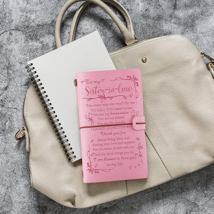 PRSTENLY Sister In Law Gifts Leather Journal, 140 Page Refillable Journal Christmas Graduation Birthday Mothers Day Gifts for Sister In Law