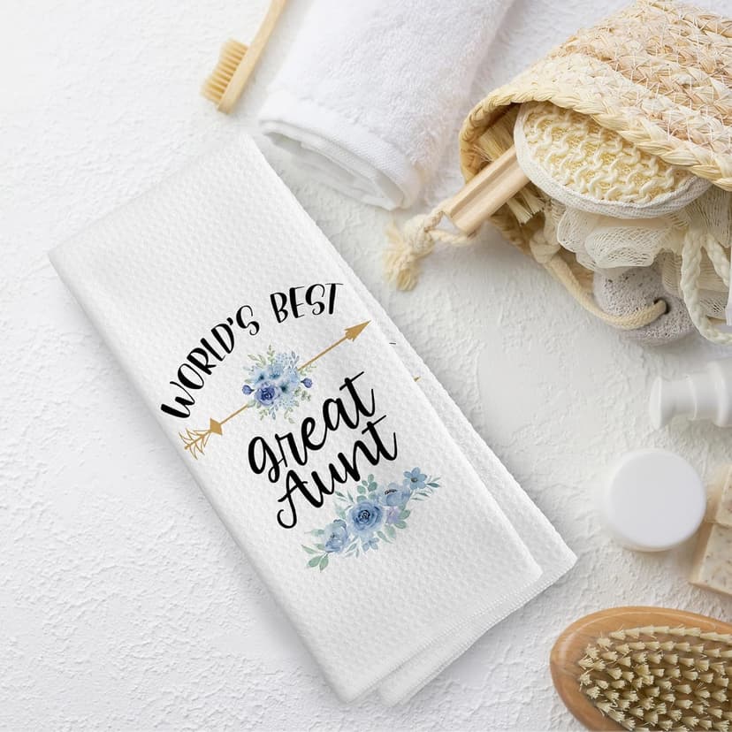 Great Aunt Gifts Kitchen Towels, Aunt Gifts from Niece Dish Towel Dishcloth 16x24 Inches, Auntie Appreciation Gift Decorative Absorbent Hand Tea Towels Decor