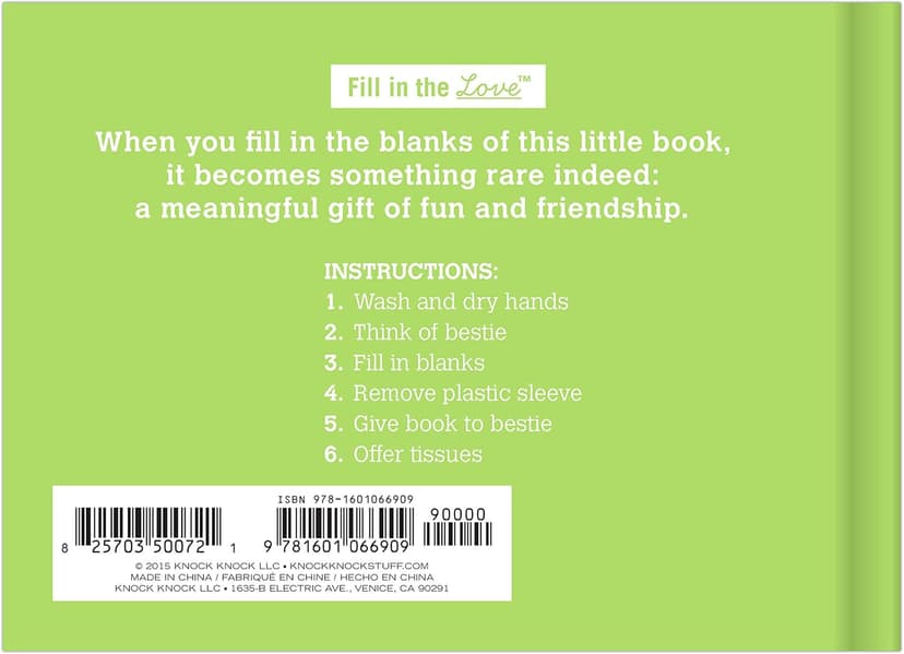 Knock Knock Why You're My Bestie Book Fill in the Love Fill-in-the-Blank Book Gift Journal, 4.5 x 3.25-Inches