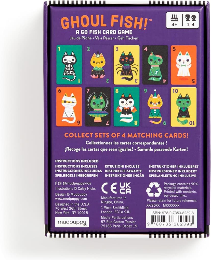 Mudpuppy Ghoul Fish! – Ghoul Version of Classic Kids Go Fish Card Game with Cute Illustrations of Ghoulish Cats for Children Ages 4 and Up, 2-4 Players