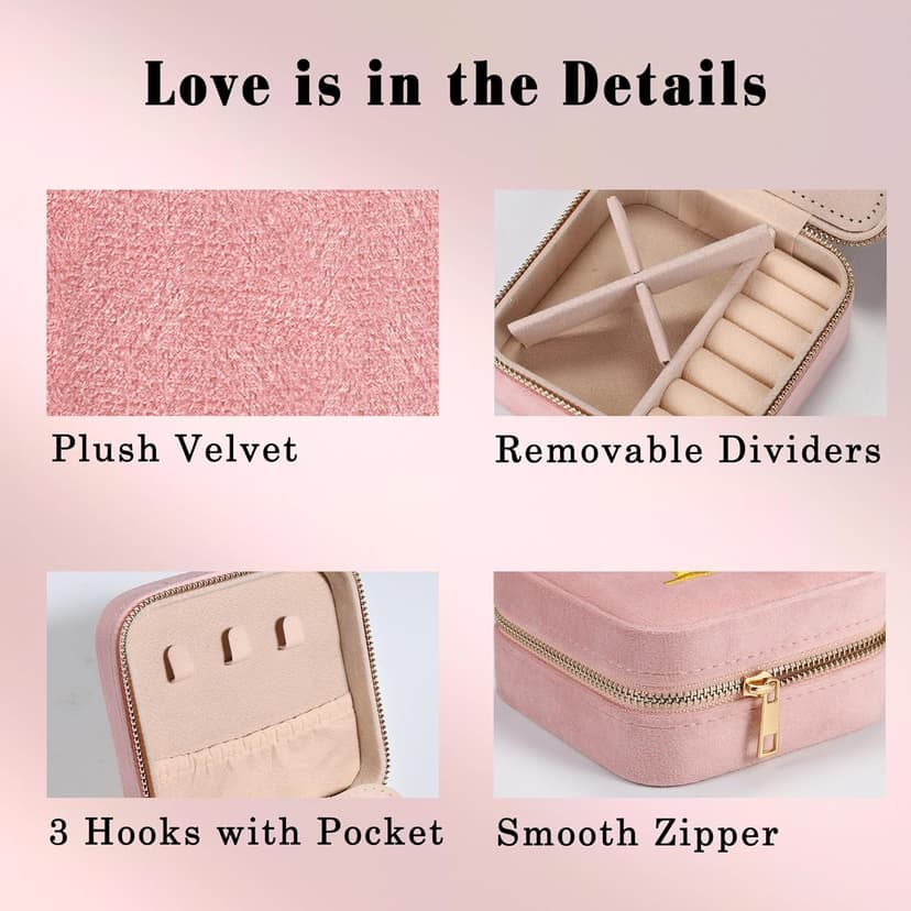 Parima Gifts for Girls - Gifts for Kids, Girl Gift Idea, 6 7 8 9 10 11 12 13 14 15 16 Year Old Girl Birthday Gifts, Teen Girl Gifts Trendy Stuff Travel Jewelry Case Box - Letter A, Pink