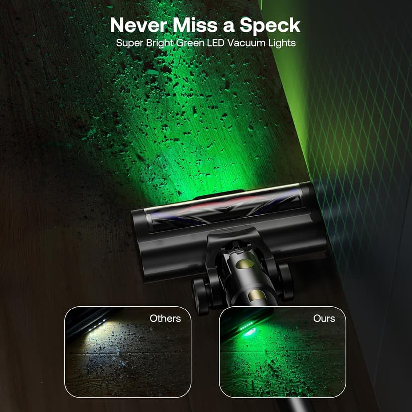 Trucozie Cordless Vacuum Cleaner, Self-Standing Lightweight Stick Vacuum with 50 mins Runtime, Powerful Suction, Anti-Tangle Wireless Vacuum for Home, Hardwood Floor, Carpet, Pet Hair, Black