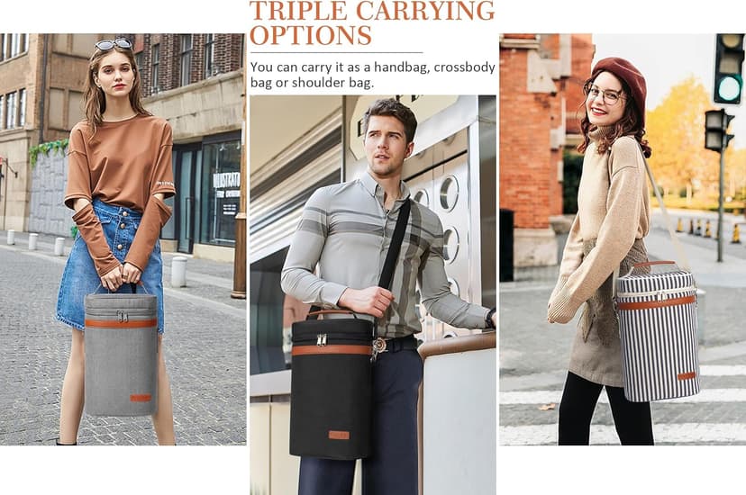 2 Bottle Wine Bag Wine Cooler Carrier Wine Gift Tote Bag, Leakproof & Insulated Bottle Bags for Travel, BYOB, Beach, Dinner, Party, Christmas Gifts for Wines Lovers Women Men - Black