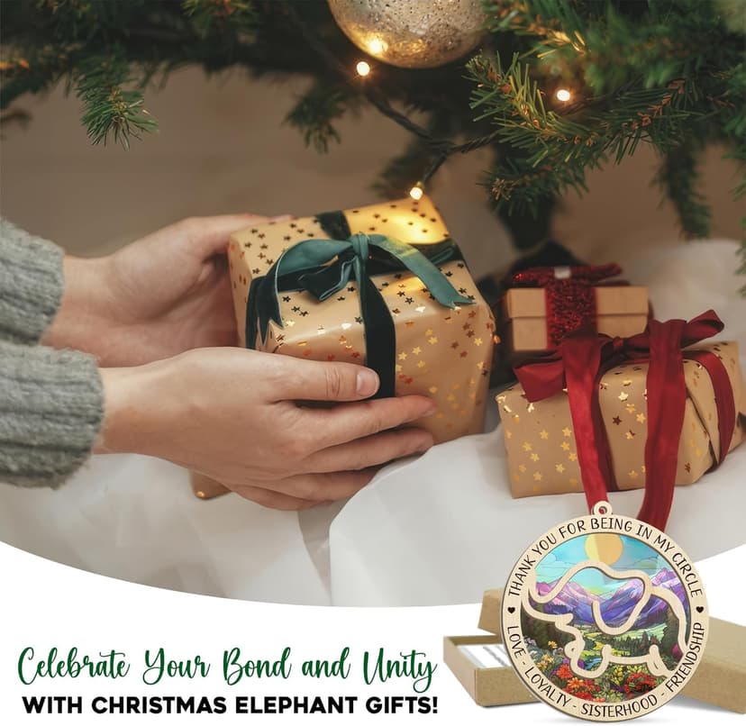 GEEMBI Elephant Gifts for Women - Suncatcher Christmas Ornaments 2025 for Tree Decorations - Elephant Ornament for Christmas Decorations, Sister Gifts for Friends, Friend Gift for Sister