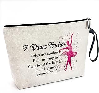 Dance Teacher Funny Cosmetic Bag, Canvas Toiletry Storage Pouch Travel Zipper Makeup Bag, Appreciation Gifts for Dance Teacher Dance Instructors Dance lover, Retirement Graduation Appreciation Gifts
