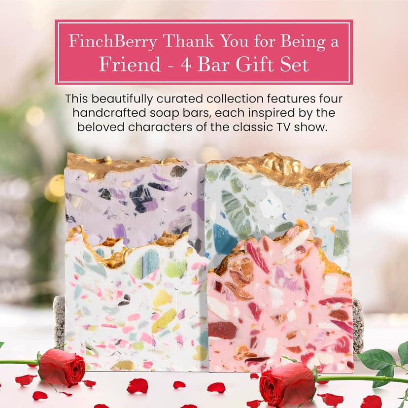 FinchBerry Thank You for Being a Friend Gift Set – Best Friends & Friendship Gifts for Women & Men – Includes 4 Handmade Natural Bar Soaps (4.5 oz Each)