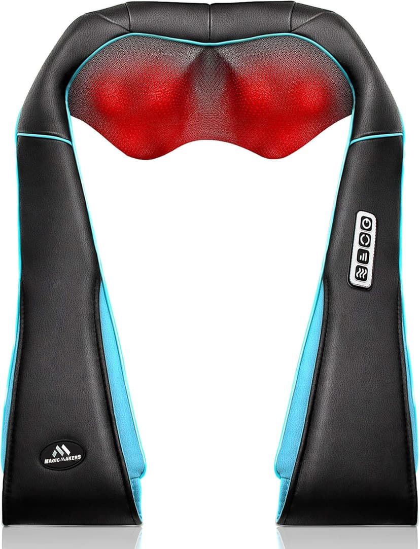MagicMakers Electric Shiatsu Neck Massager with Heat - Pain Relief for Back, Shoulders & Feet - Gift for Men, Women, Mom & Dad - From Daughter or Son - Ideal for Christmas, Mother's Day & Father's Day