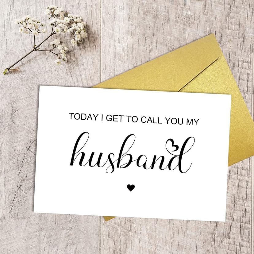 Qiliji Wedding Day Card for Groom from Bride, Husband Wedding Day Card, Husband Vow Card, Groom Gift from Bride, Today I Get To Call You My Husband Card