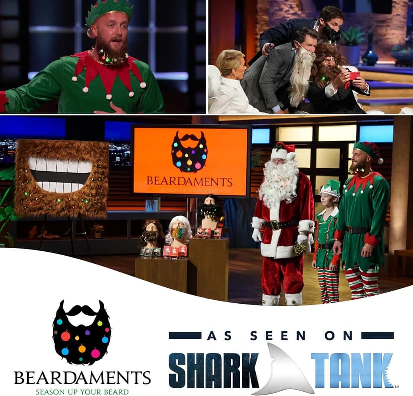 Beard Lights - Light-Up Beard Ornaments for Men - Colorful Christmas Beard Baubles with Easy Clip Attachment - Funny Christmas Ornaments - 16pc