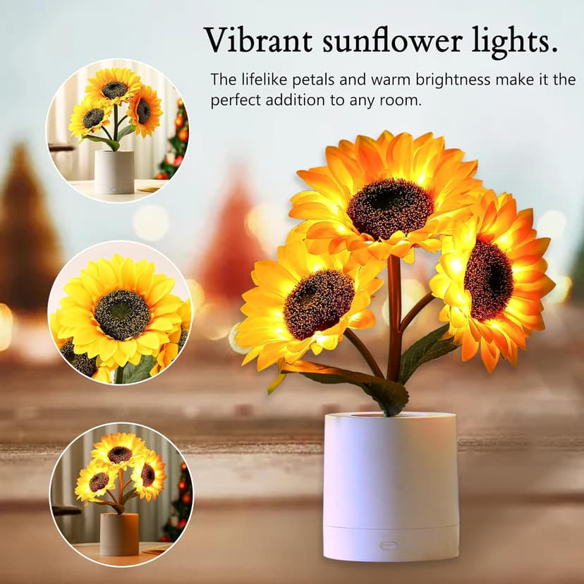 Sunflower Flower Lamp Gifts for Women, Birthday Christmas Ideal Gifts for Women Mom Granddaughter Girlfriend Friend Wife Anniversary Birthday, Bedroom Bar Coffee Shop Sunflower Night Light Lamp Decor