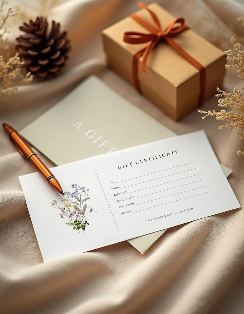 Blank Gift Certificates with Envelopes, 3.5" x 7.25" Blank Gift Certificates for Business, Salon, Spa, Birthday, Mother’s Day or Holiday Gifting, 25 Custom Cards (Floral)