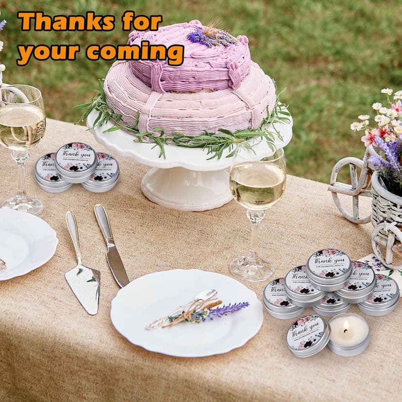 MTLEE 50 Pcs Wedding Candles Gift Favors for Guests 1 Oz Lavender Scented Soy Wax Aromatherapy Candle Favors for Bridal Shower Rustic Wedding Party Guests(Thank You)