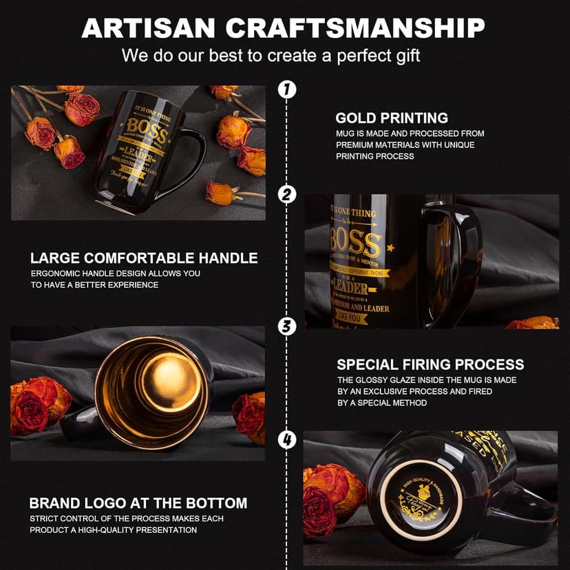 Boss Gifts - Best Bosses Day Gifts for Men Women - Funny Office Christmas Appreciation Gift for Boss Lady, Manager, Leader Female Male Birthday, Large 18 Oz Metal Glaze Ceramic Mug with Nice Gift Box