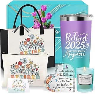 Retirement Gifts for Women, Best Happy Retirement Gifts for Teachers Nurses Coworkers Friends Grandma, Funny Retired Christmas Gift Basket for Women with 20 Oz Tumbler, Canvas Tote Bag, Makeup Bag