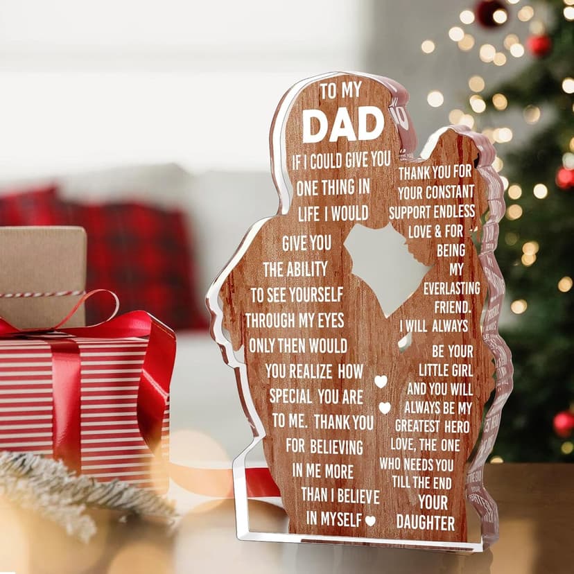 Dad Gifts from Daughter Dad Birthday Gift from Daughter - Christmas Best Dad Ever Gifts Idea Daddy Bpnus New Dad Gift Father's Day Valentines Easter Desk Decor Acrylic Plaque Sign