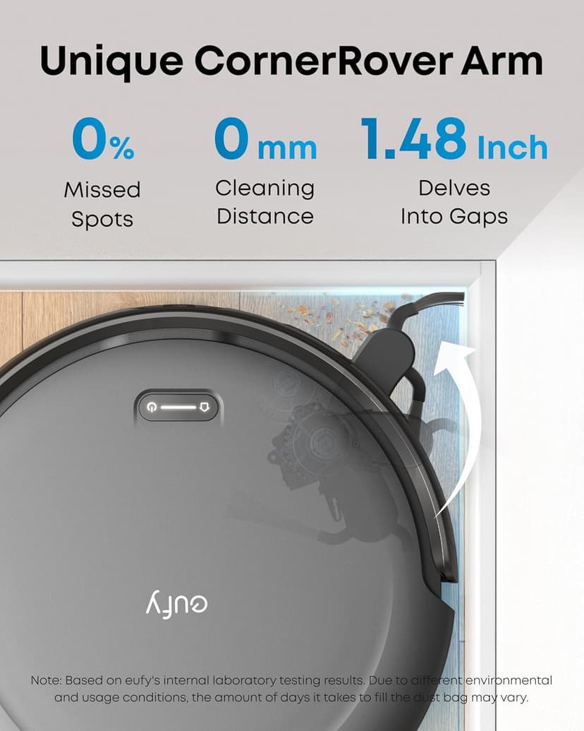 eufy C10 Robot Vacuum Self Emptying, 8 Weeks Hands Free, Advanced Smart Mapping with LiDAR Navigation, 2.85-Inch Slim Design, Powerful Suction, Edge Expansion Brush for Pet Hair, Carpet Detection