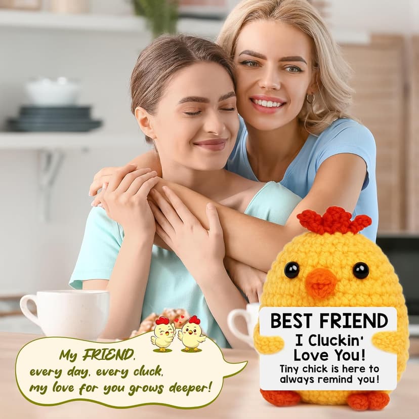 Best Friend Birthday Gifts for Women Friends Graduation Gift Bestie BFF Birthday Gifts I Love You Bestie BFF Friendship Gift Christmas Mothers Day Funny Handmade Crochet Animals Chicken