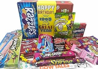 RETRO CANDY YUM ~ 1985 40th Birthday Nostalgic Candy Gift Basket Box Assortment from Childhood Memories for 40 Year Old Woman or Man Born 1985 jr