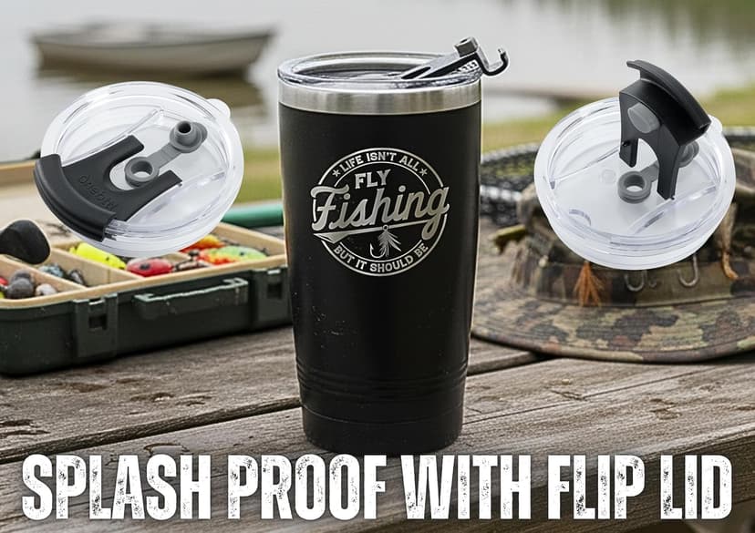 Onebttl Fly Fishing Gifts for Men, Gifts for Fly Fishing Lover, Funny Fishermen Gift, 20oz Stainless Steel Tumbler, Laser