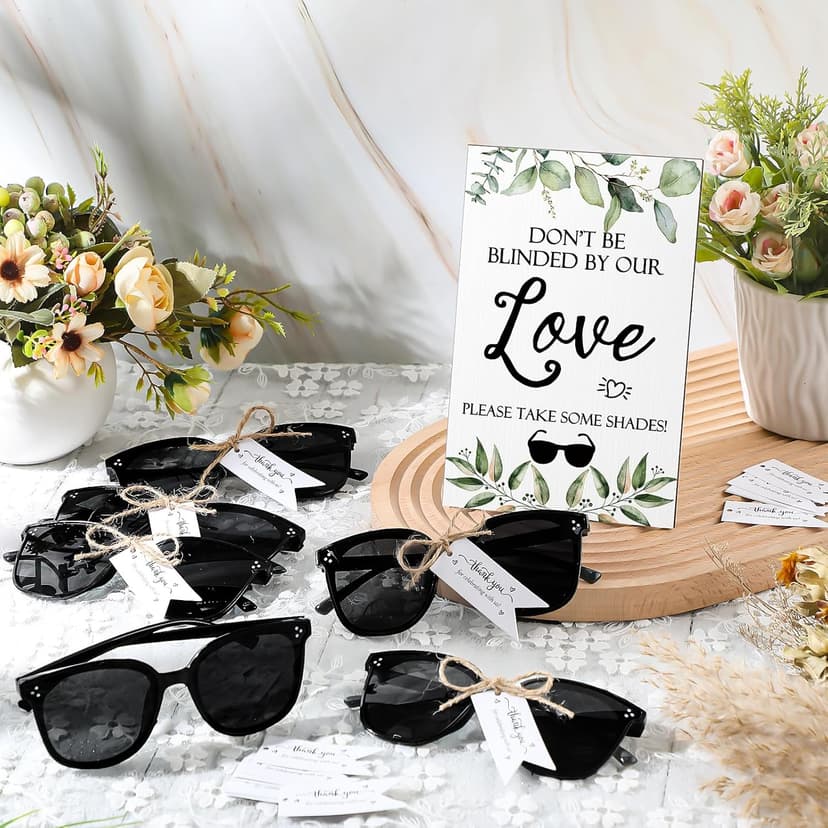 Kanayu Wedding Favors for Guests Wedding Party Sunglasses Gifts Wooden Love Sign Decoration Black Mr Mrs Glasses Bulk