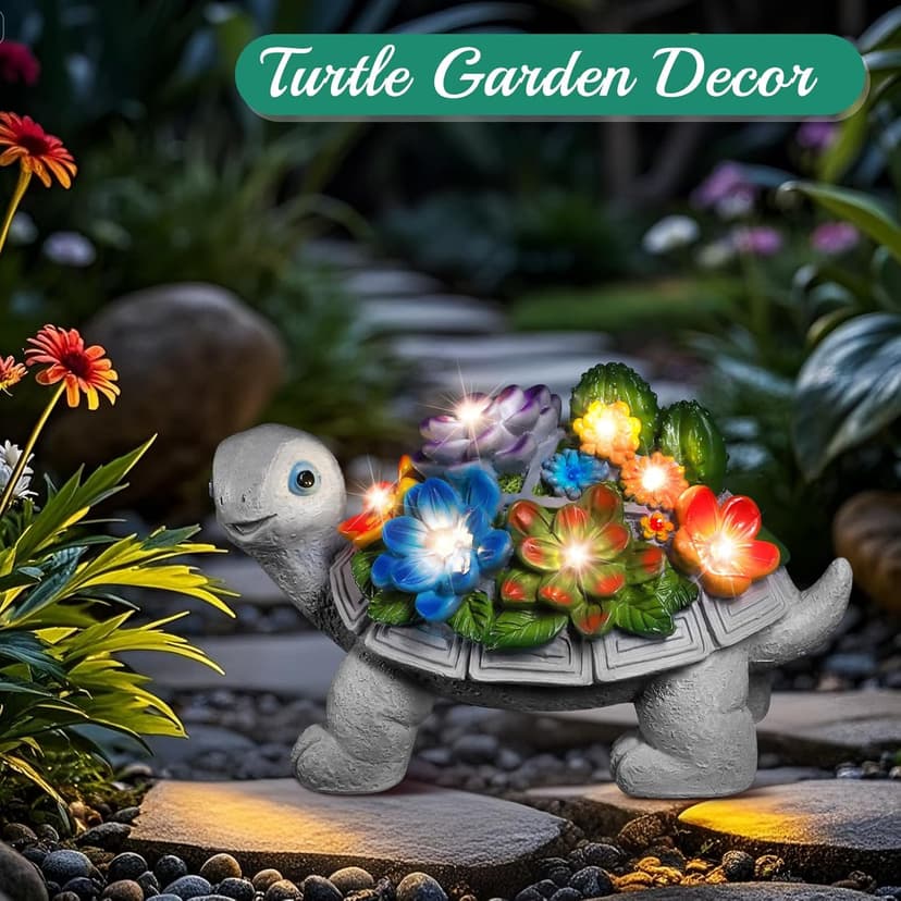 Linkax Birthday Gifts for Women Mom Grandma, Turtle Statue Solar Lights Outdoor Garden Decor for Outside Yard Patio Porch Fall Home, Gardening House Warming Gifts New Home, Grandparents Day Presents