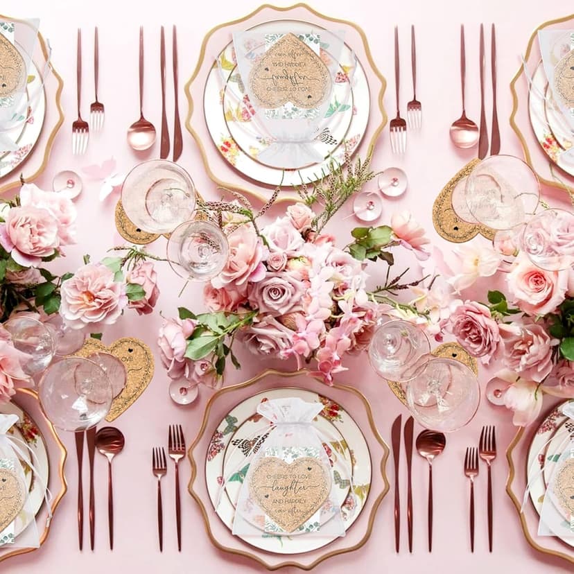 50 Set Wedding Favors Cork Coasters for Guest Heart Shaped Coasters Souvenirs Thank You Cards and Organza Bags Wedding Gifts Bridal Shower Favors for Souvenirs Non-Slip Heat-Resistant Coasters