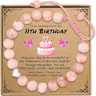 Sereney Birthday Gifts for Girls, Beaded Bracelets as 1 3 4 5 6 7 8 9 10 11 12 13 15 16 Year Old Birthday Gift, Adjustable Stone/Pearl Bracelet as Happy Birthday Gifts for Daughter Granddaughter Niece