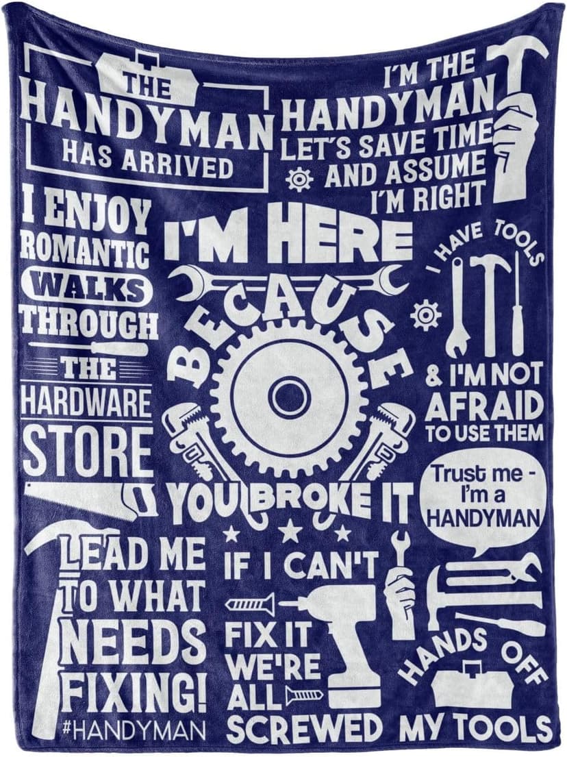 Hanyman Gifts Blanket for Man - 50" x 65" Throw, Flannel Blanket - Birthday Gifts for Handyman - Broke