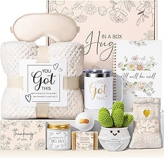 Get Well Soon Gifts Baskets for Women Self Care Gifts, Spa Care Package After Surgery Inspirational Thinking of You Sympathy Gift, Feel Better Encouragement Gift for Women Sick Friends Mom w/ Blanket