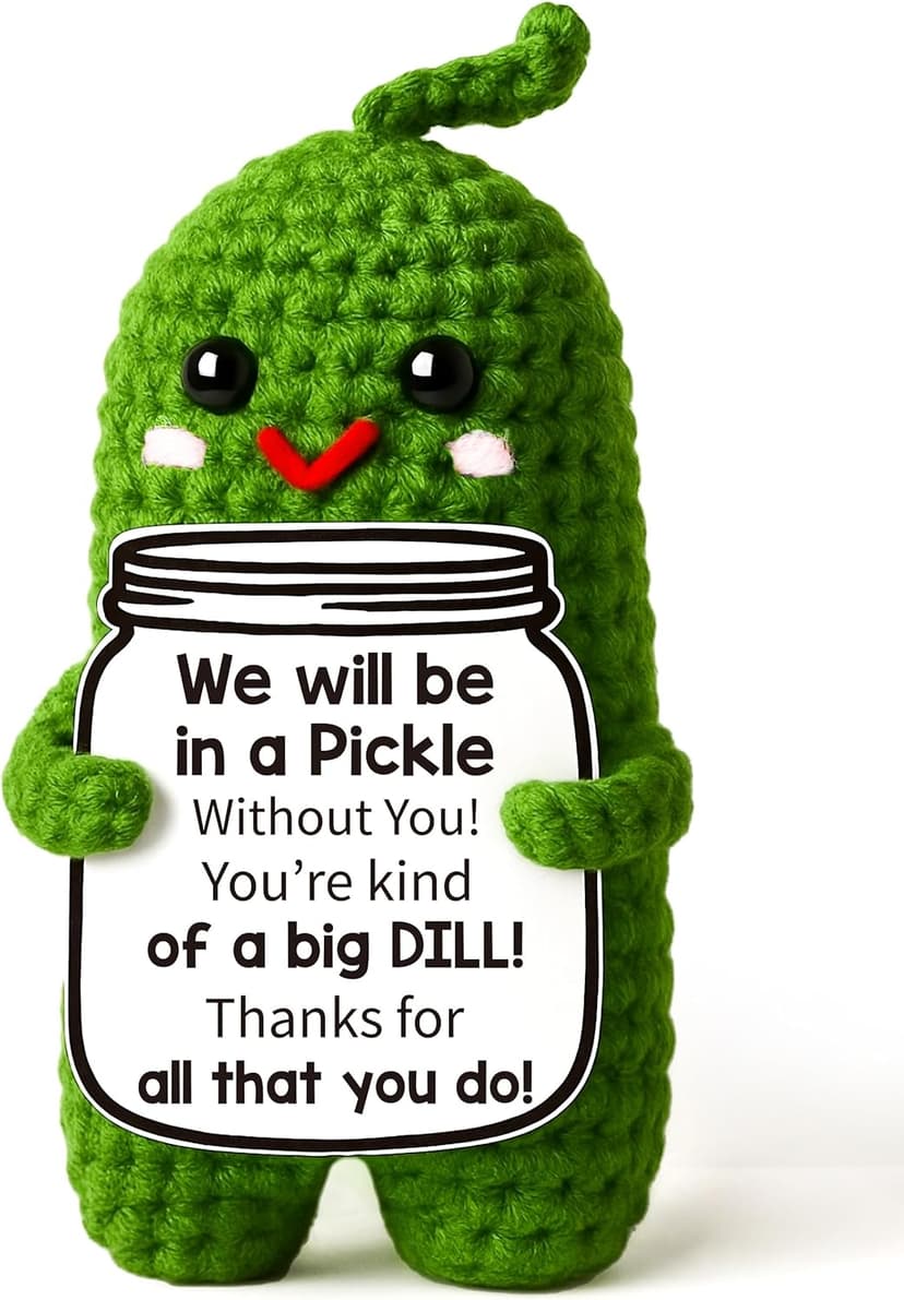 Christmas Gifts for Coworkers, Teachers, Bosses, Friends - White Elephant Gifts, Thank You Gift for Holidays, Retirement, Funny Appreciation Gift - Handmade Emotional Care Pickle with 'A Big Dill' Message