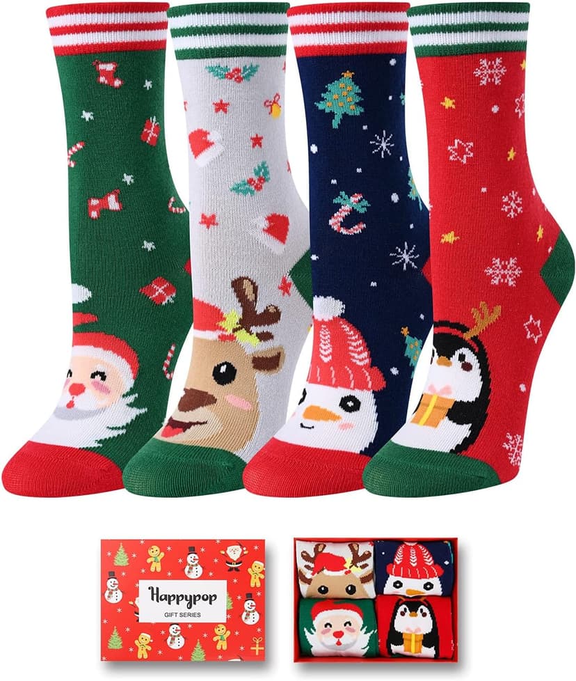 HAPPYPOP Christmas Socks for Kids Adult - Xmas Socks Stocking Stuffers for Boys Girls