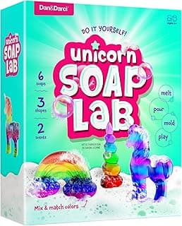 Dan&Darci Unicorn Soap Making Kit - Girls Crafts DIY Project Age 6+ Year Old Kids - Unicorn Girl Gifts - Science STEM Activity Teenage Gift - Make Your Own Soap Kits - Craft Toys Ages 6 7 8 9 10 11 12