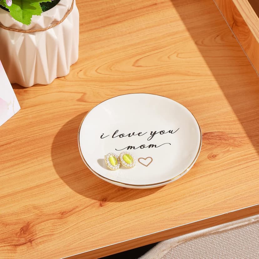 PUDDING CABIN Gifts for Mom from Daughter, Mothers Day Gifts for Mom Ring Dish "I love you mom" Mom Birthday Gifts, Mom Gifts for Valentines Christmas Wedding Gifts