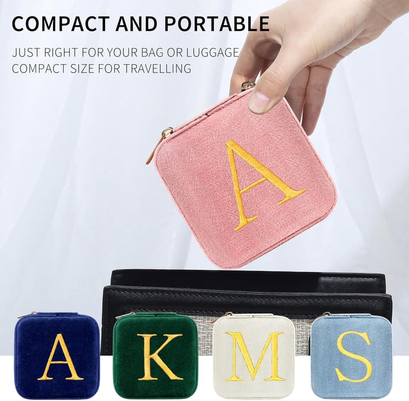 Parima Gifts for Girls - Gifts for Kids, Girl Gift Idea, 6 7 8 9 10 11 12 13 14 15 16 Year Old Girl Birthday Gifts, Teen Girl Gifts Trendy Stuff Travel Jewelry Case Box - Letter A, Pink