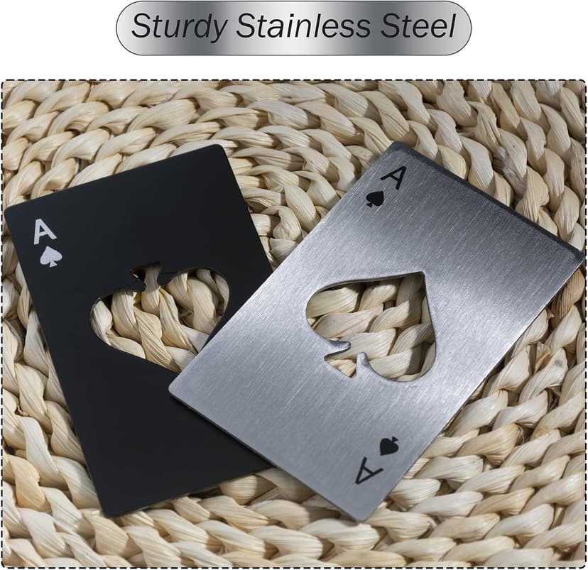 Wine Bottle Opener Stainless Steel Credit Card Size Casino Beer Bottle Opener Cap Opener for Your Wallet Wedding Party Groomsmen Bridesmaid Gifts 6 Pcs (Black)