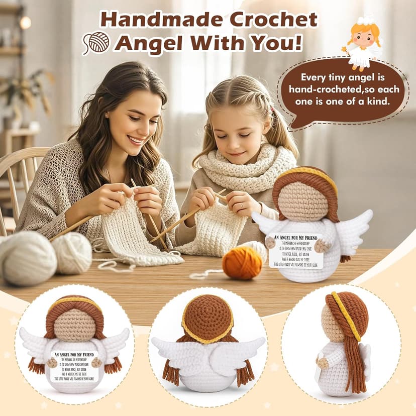 Best Friend Birthday Gifts for Women Men, Christmas Decorations for Bestie BFF Sister, Friendship Gifts for Women Friends Her Him Female Male Boys Girls, Funny Handmade Crochet Angel Stocking Stuffers