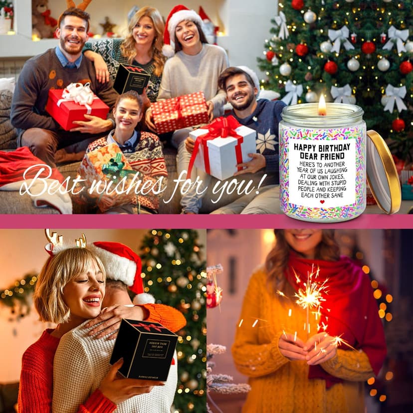 Happy Birthday Gifts for Women, Best Friends, BFF Friendship Gift for Women Funny Gifts for Woman, Best Friends, Her, Sister, Female, Coworker, Girlfriend, Bestie Christmas Candles Gift