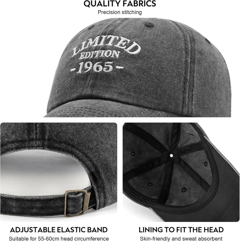 60th Birthday Gifts for Men Women, Happy 60th Birthday Decorations, Embroidered Baseball Cap Adjustable