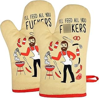 Miracu Funny Oven Mitts, Presents for Chefs, Cooking Gadgets, BBQ Oven Mitt, Unique Gifts for Cooks Dad Brother, Manly Christmas Thanksgiving Housewarming Grilling Kitchen Chef Gifts for Men Who Cook