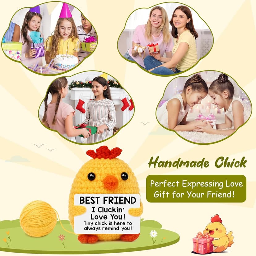 Best Friend Birthday Gifts for Women Friends Graduation Gift Bestie BFF Birthday Gifts I Love You Bestie BFF Friendship Gift Christmas Mothers Day Funny Handmade Crochet Animals Chicken