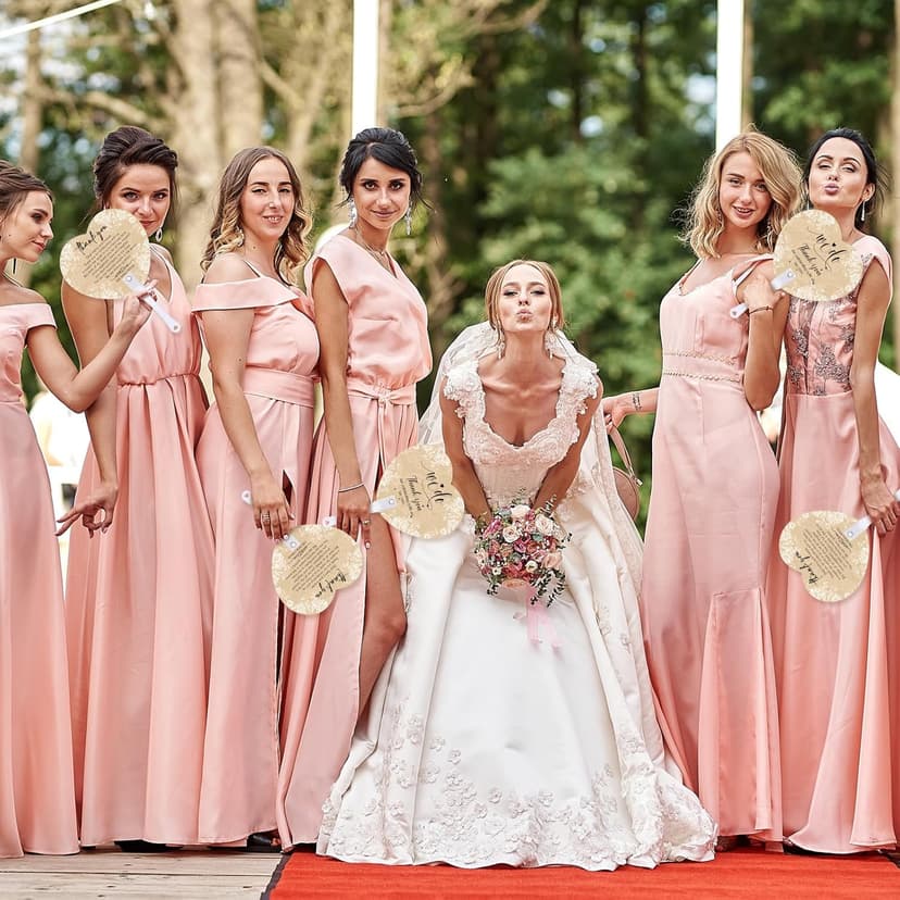 Roowest 101 Pcs Wedding Fans Gifts for Guests 100 Pcs Wedding Hand Plastic Fans and a Table Sign for Bridal Shower Party Favor Appreciation(Wood,Retro Lace)