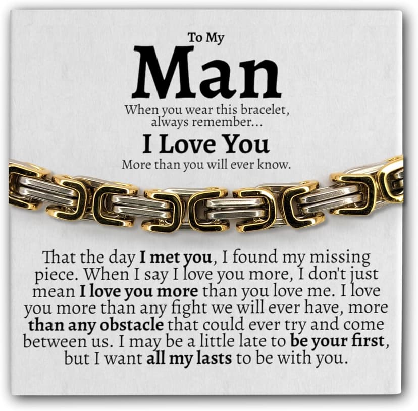 Love You This Much Steel Twist Bracelet for Him - Birthday & Wedding Gift for Husband, Boyfriend, or Fiance