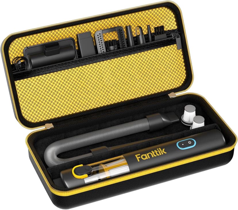 ProCase Hard Case for Fanttik Slim V8 Apex/ V8 Mate/ V10 Apex/ V10 Mate Cordless Car Vacuum, Portable Travel Carrying Storage Organizer with Mesh Pocket for Mini Handheld Vac Cleaner Accessory -Black