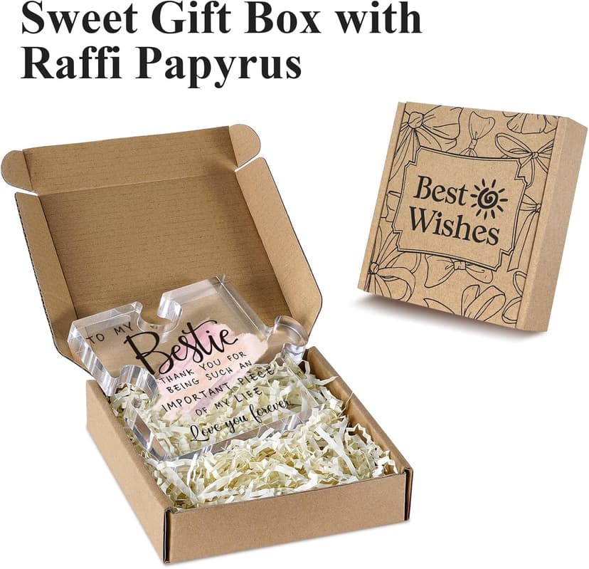 Bestie Gifts for Women Friendship - 0.6" Thickness Acrylic Puzzle & Gift Box,Gifts for Friends Female,Friend Keepsake for Women Birthday,Bff Soul Sister Work Bestie Gift for Thankgiving Present