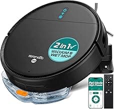 SereneLife Smart Robot Vacuum Cleaner and Mop Combo, App Control, 3 Cleaning Modes, Anti-Fall Sensors, Self-Charging, High Suction Ideal for Pet Hair, Carpet and Hard Floors, Black